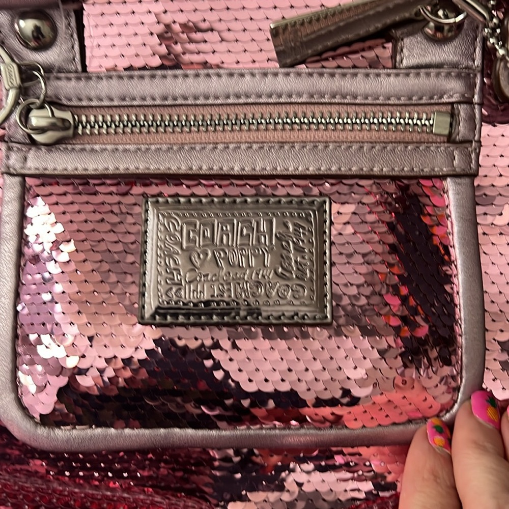 Coach Poppy Sequin Metallic Pink Spotlight Tote Purse. Vintage Barbie Bagby Y2k - Picture 3 of 6